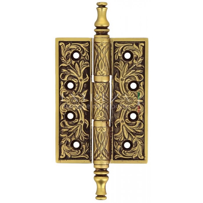 Дверная петля Extreza 6110 универсальная латунная 102x76x4 французское золото + коричневый F59 (1шт.)