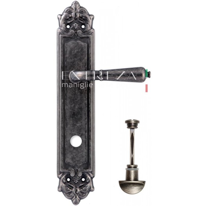 Дверная ручка Extreza PETRA (Петра) 304 на планке PL02 WC античное серебро F45