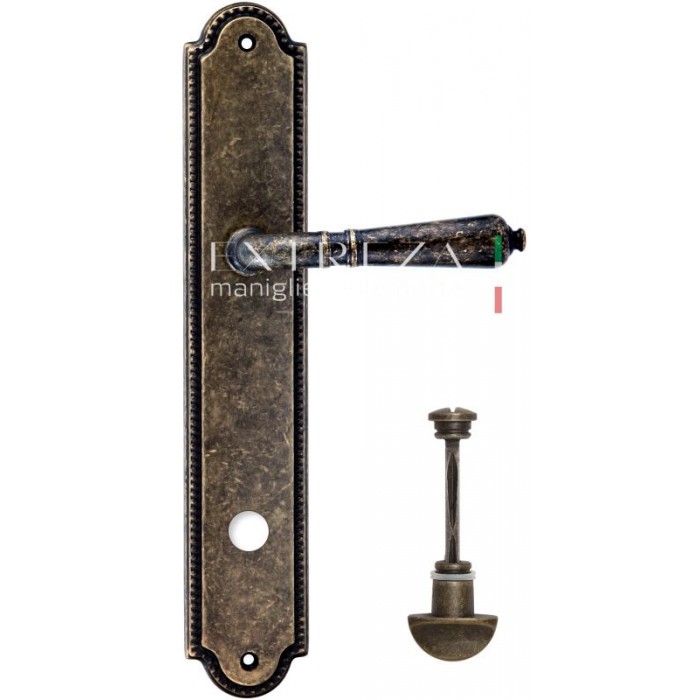 Дверная ручка Extreza PETRA (Петра) 304 на планке PL03 WC античная бронза F23