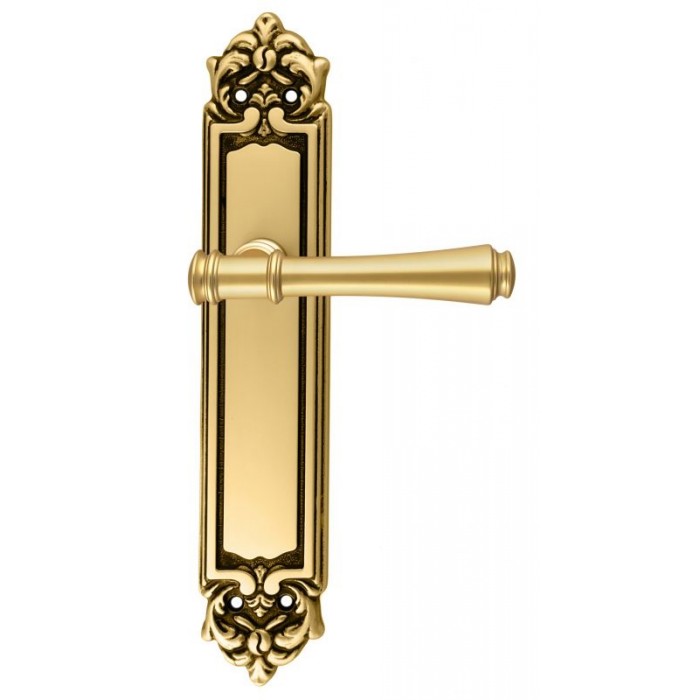 Дверная ручка Extreza PIERO (Пиеро) 326 на планке PL02 французское золото + патина F59