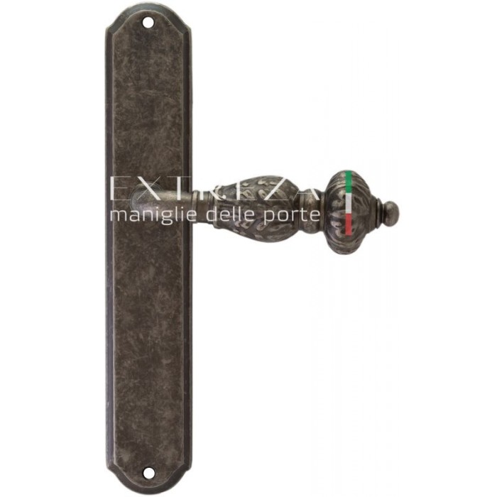 Дверная ручка Extreza TESLA (Тесла) 315 на планке PL01 античное серебро F45