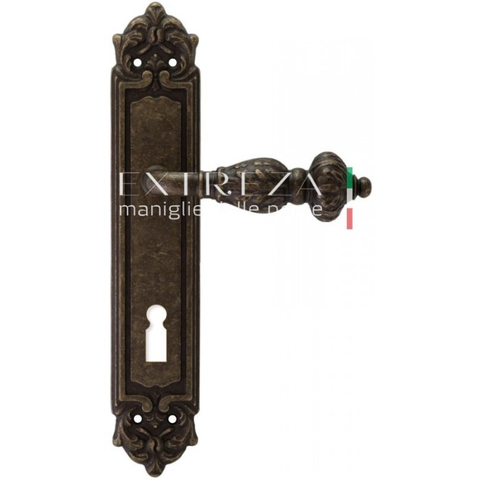 Дверная ручка Extreza TESLA (Тесла) 315 на планке PL02 KEY античная бронза F23