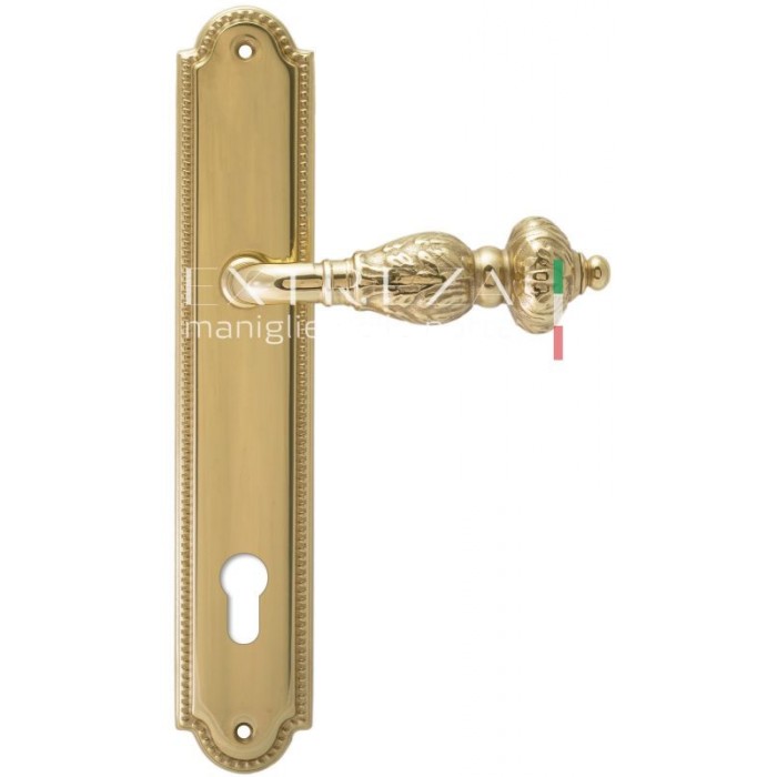 Дверная ручка Extreza TESLA (Тесла) 315 на планке PL03 CYL полированная латунь F01
