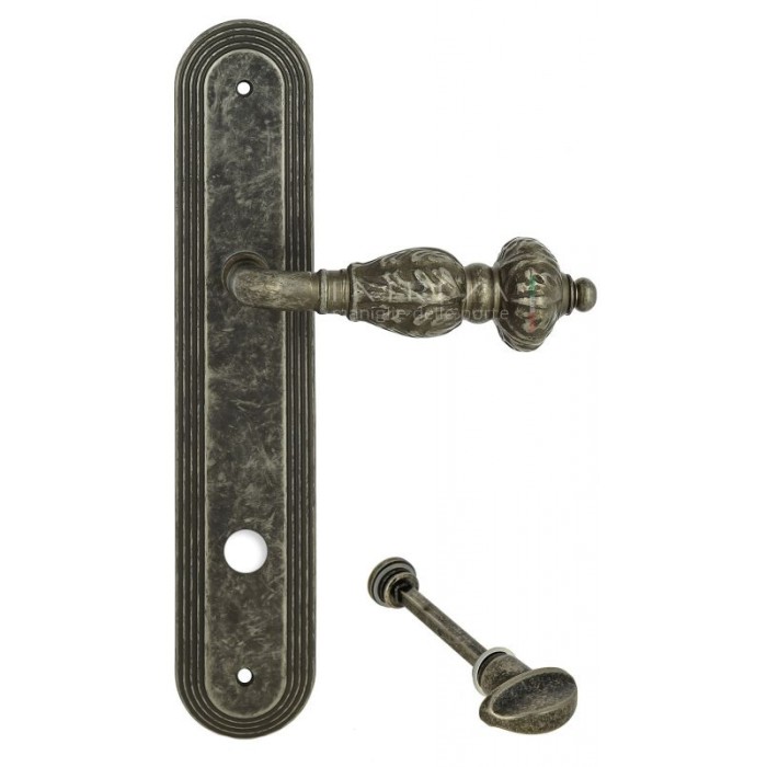 Дверная ручка Extreza TESLA (Тесла) 315 на планке PL05 WC античное серебро F45