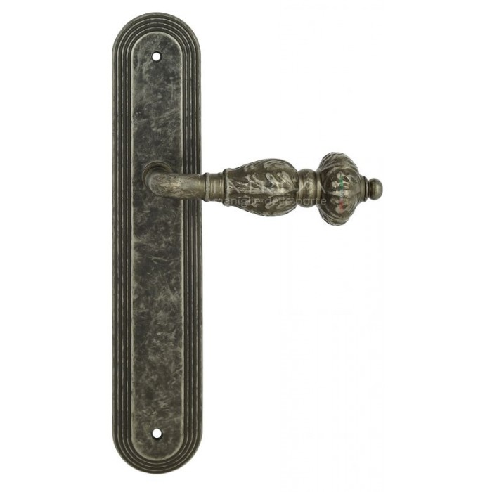 Дверная ручка Extreza TESLA (Тесла) 315 на планке PL05 античное серебро F45