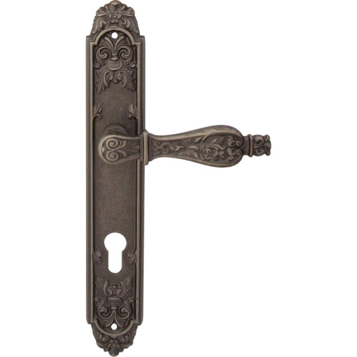 Дверная ручка на планке Melodia 465 Cyl Siracusa Античное серебро