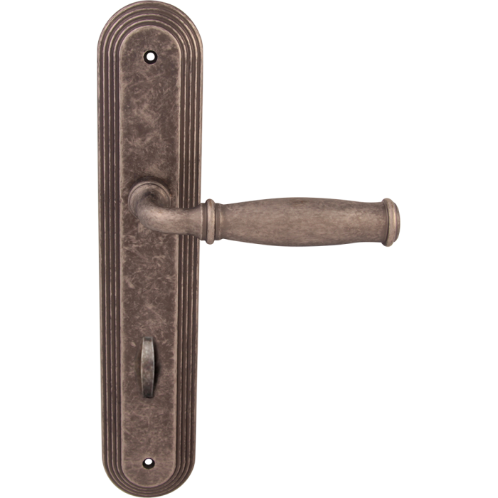 Дверная ручка на планке Melodia 266 Isabel Wc на пластине Demetra Античное серебро