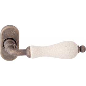 Дверная ручка на розетке 179 F Ceramic Oval Античная бронза + керамика
