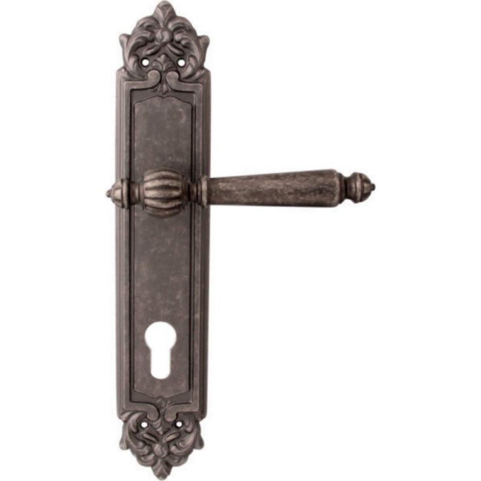 Дверная ручка на планке Melodia 235/229 Cyl Mirella Античное серебро