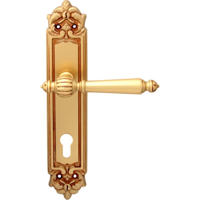 Дверная ручка на планке Melodia 235/229 Cyl Mirella Французское золото