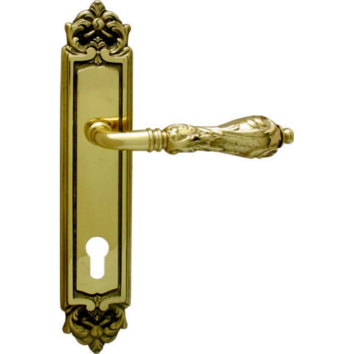 Дверная ручка на планке Melodia 229/229 Cyl Libra Полироанная латунь