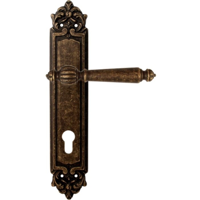 Дверная ручка на планке Melodia 235 Cyl Mirella Античная бронза