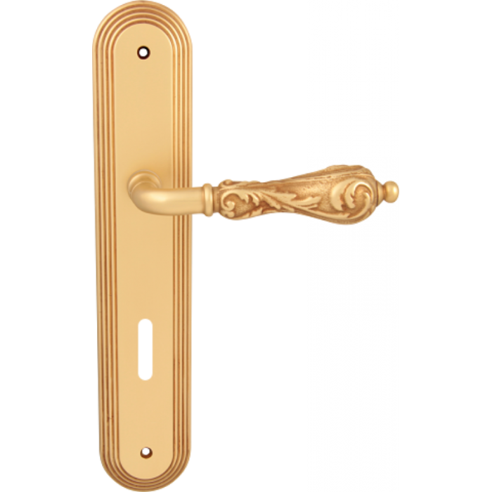 Дверная ручка на планке Melodia 229 Libra Cab на пластине Demetra Французское золото