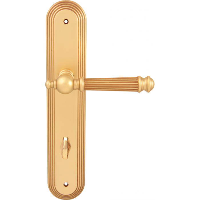 Дверная ручка на планке Melodia 102 Veronica Wc на пластине Demetra Французское золото