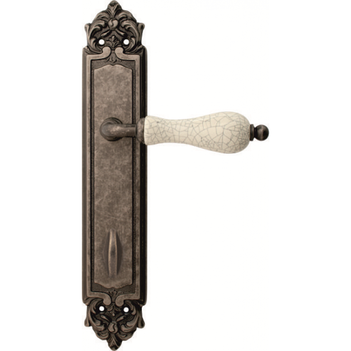 Дверная ручка на планке Melodia 179/229 Wc Ceramic Античное серебро+керамика