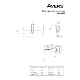 Цилиндровый механизм Avers ZM-60-CR