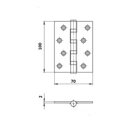 Петля дверная универсальная Palladium N 4BB-100 (2mm) AC