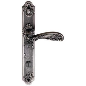 Дверная ручка на планке Archie Genesis Flor Черненое серебро под фиксатор