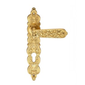 Дверная ручка на планке Archie Genesis Arabesco Матовое золото под ключевой цилиндр
