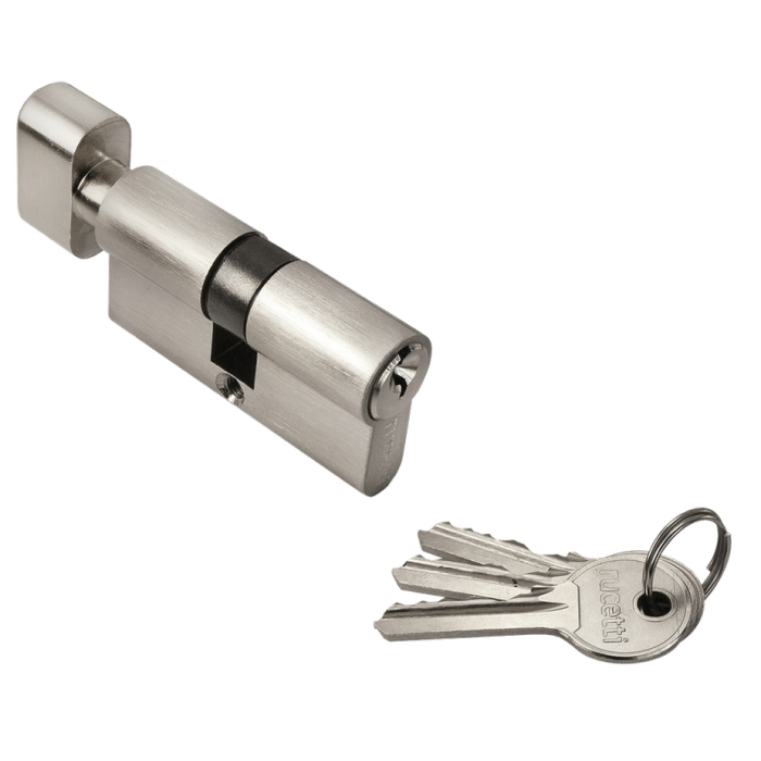 Ключевой цилиндр Rucetti с поворотной ручкой (60 мм) R60CK SN Белый никель