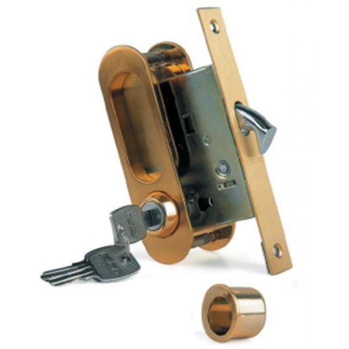 Ручка для раздвижных дверей с замочным механизмом Archie А-К 01/02-V1HH белый никель; защелка, фиксатор, ключ 