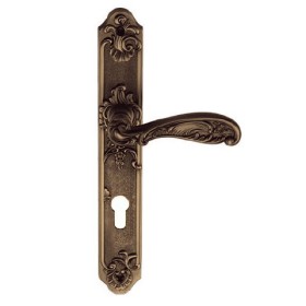 Дверная ручка на планке Archie Genesis Flor Античный кофе под ключевой цилиндр