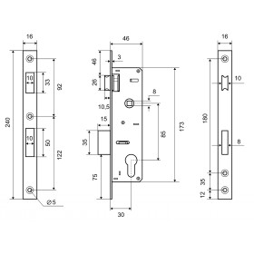 Корпус замка Palladium 0153 P (30 мм) хром