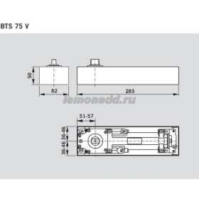DORMA BTS 75 V напольный дверной доводчик с фиксацией на 90° (тело доводчика со шпинделем и монтажной ванной), арт. 61701200