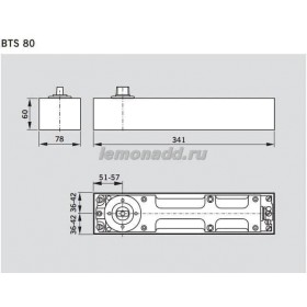 DORMA BTS 80 EN 3 напольный дверной доводчик (корпус доводчика с цементной коробкой без шпинделя, без крышки), арт. 80120001