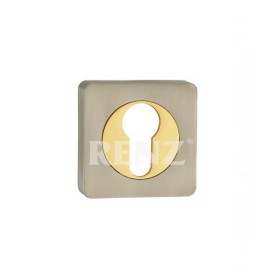 Накладка квадратная на цилиндр Renz ЕТ 02 никель матовый/латунь блестящая